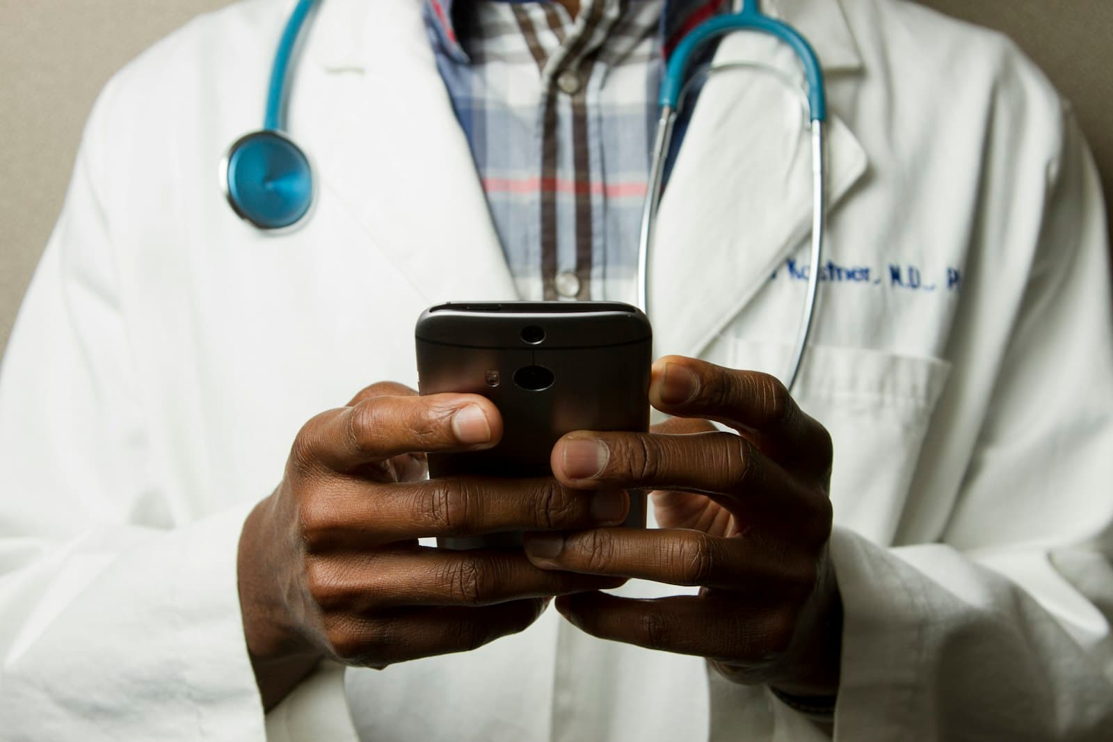 Clinician using a tablet in a care setting