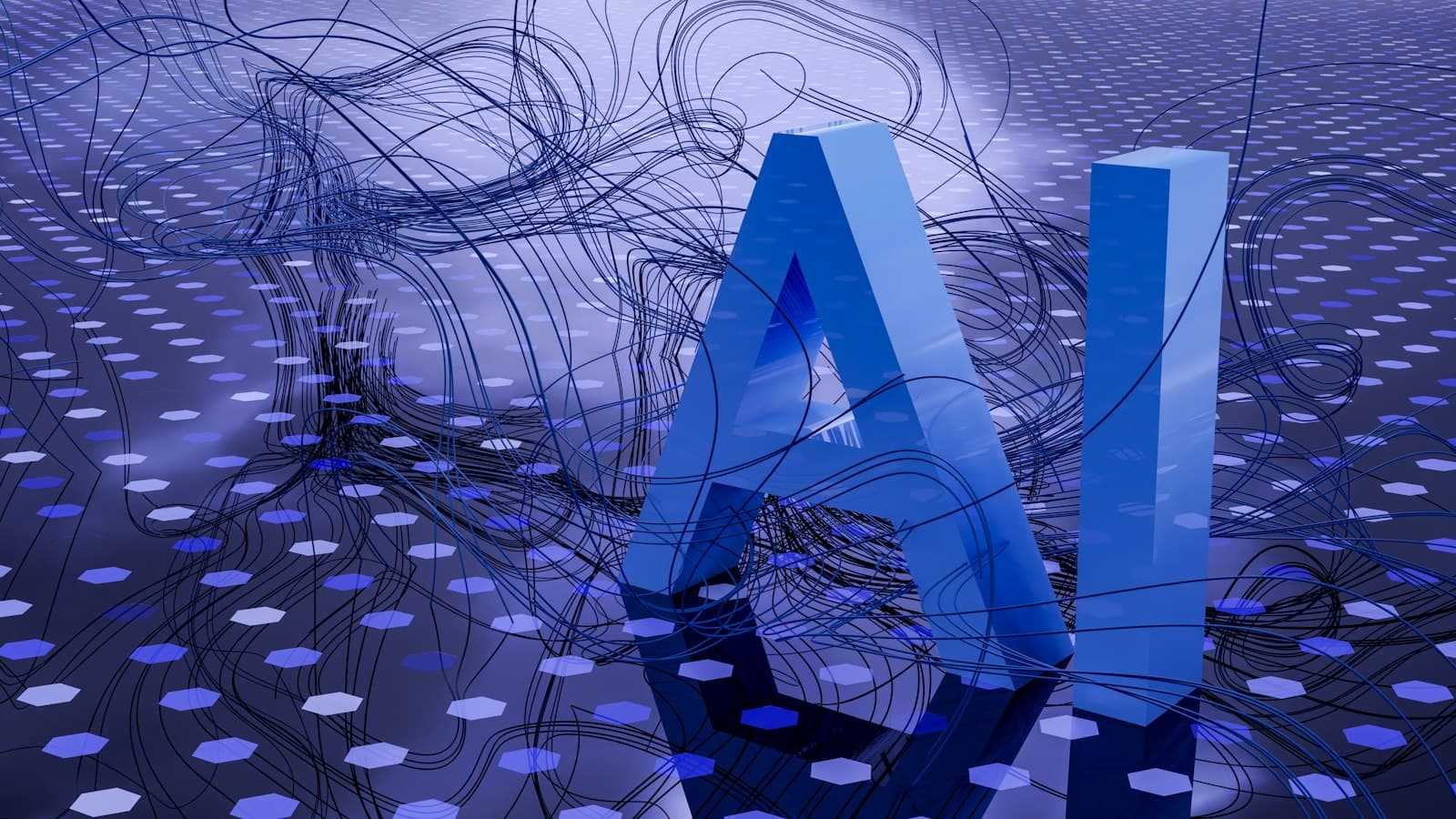 Abstract AI and digital interface lighting