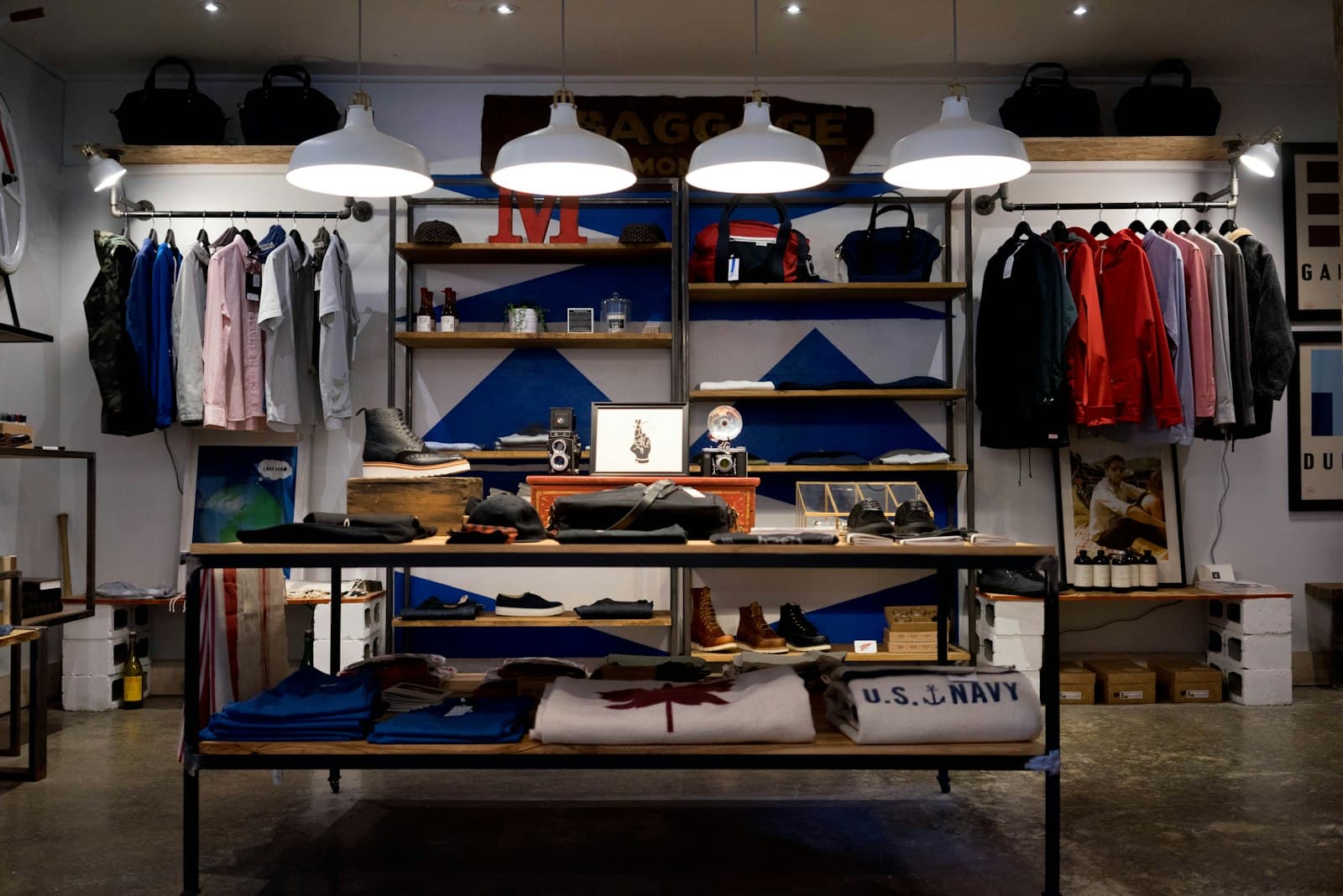 Retail clothing racks in a specialty store